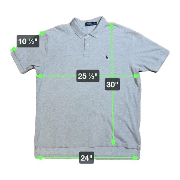 Ralph Lauren Polo Shirt Mens Gray Pique Knit Preppy Classic Size XXL - Picture 5 of 5
